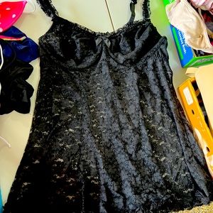 Torrid Black Lace Babydoll with Underwire Size 1